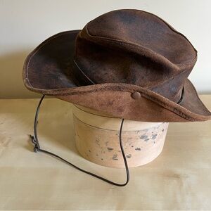Men's Brown Leather Cowboy Hat